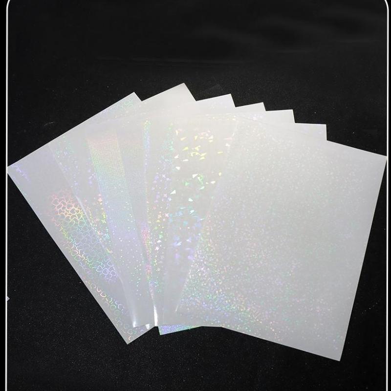 5 Pezzi Pellicola Plastificatrice Olografica A4 Impermeabile Trasparente Foglio Adesivo Autoadesivo Cuore Stelle Pellicola Plastificatrice a Freddo Trasparente