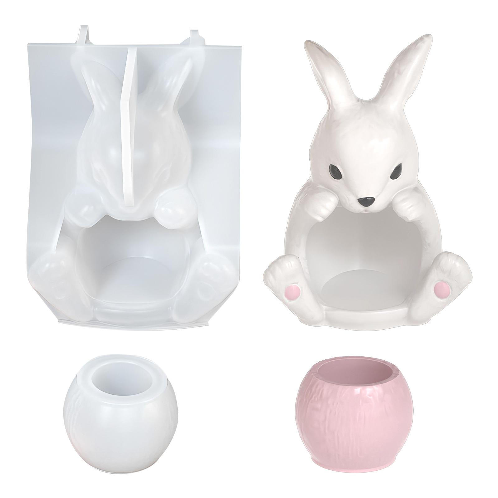 Rabbit Shaped Silicone Mold For Resin Flower Pots And Candle Holder Easy To Demold Jewelry Making Mould 1