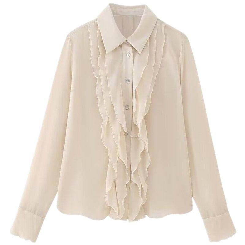 Fashion Style 2023 Autumn New Women's Clothing Stylish Laminated Decoration Drape Shirt 7969245 942