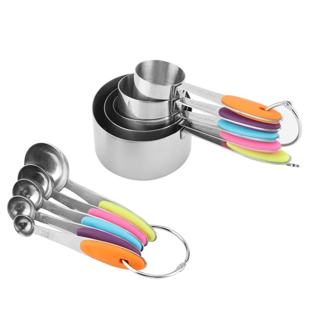 10Pcs Firm Connection Measuring Spoons Dual Measurement Marks, Teaspoon Measuring Cups Cooking