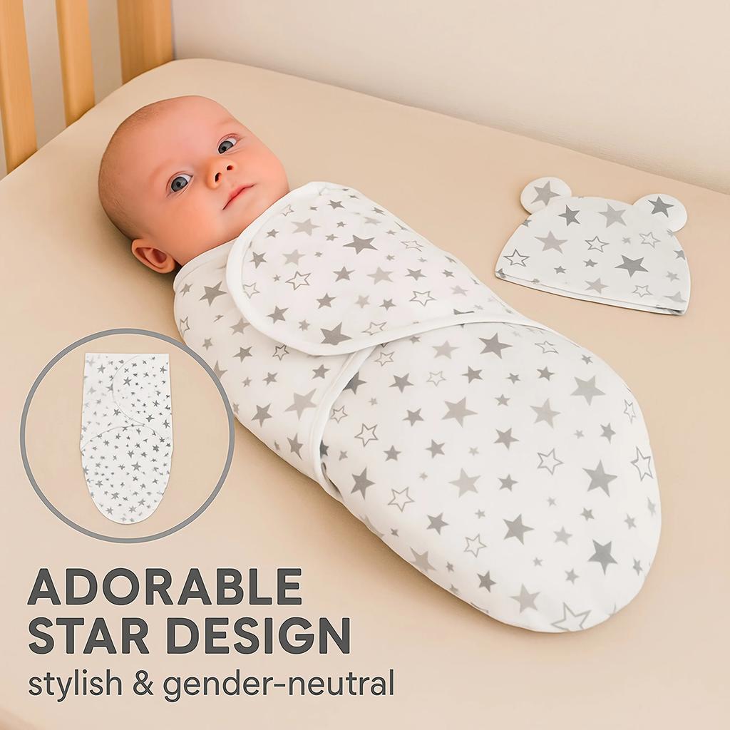 Cozy Baby Swaddle Wrap with Matching Hat –  Premium Soft Touch for Newborns, Ideal Holiday & Shower Present