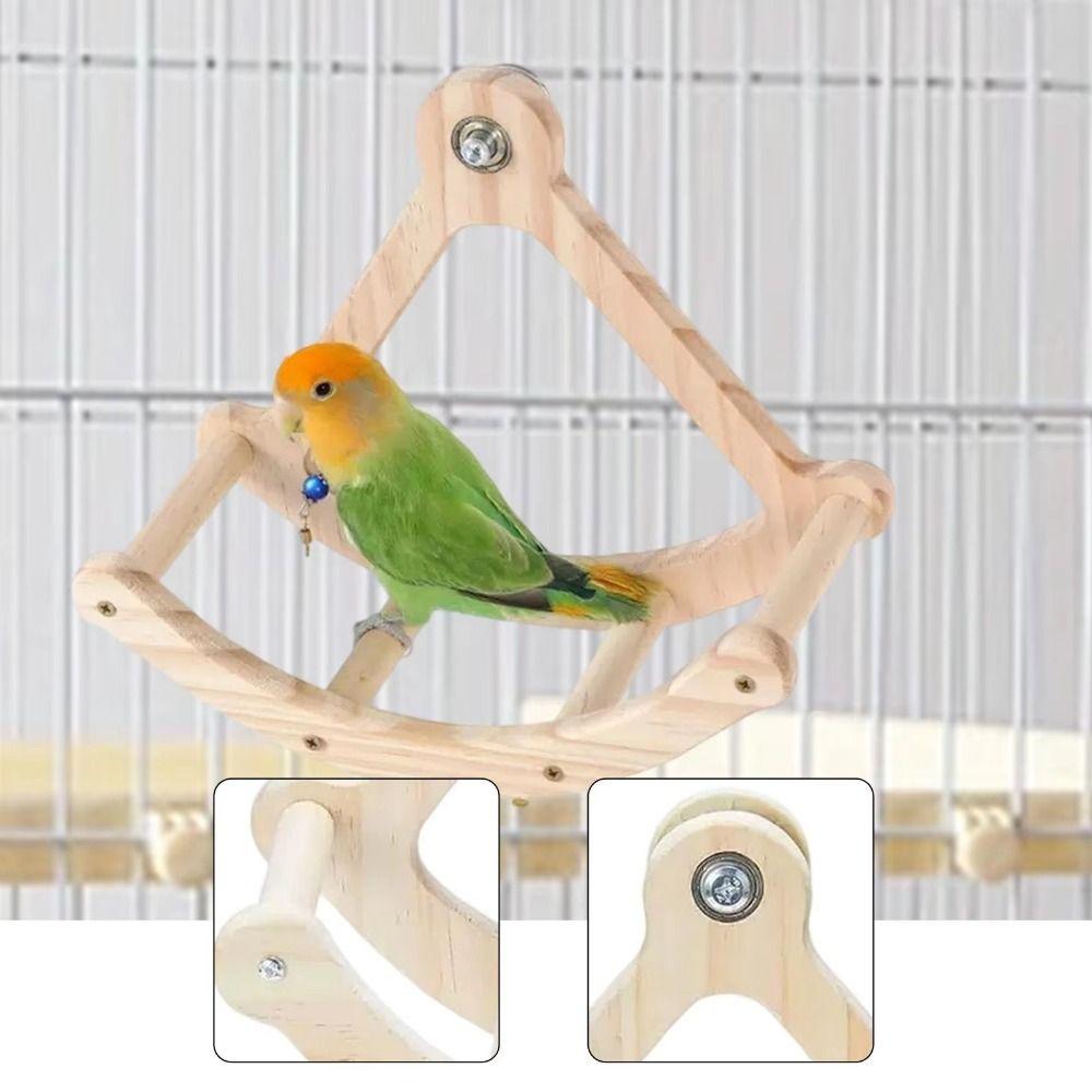 Wooden Parrot Swing Durable Rocking Perch Stand Enrichment Toy Bird Cage Accessories  Pet Parrot