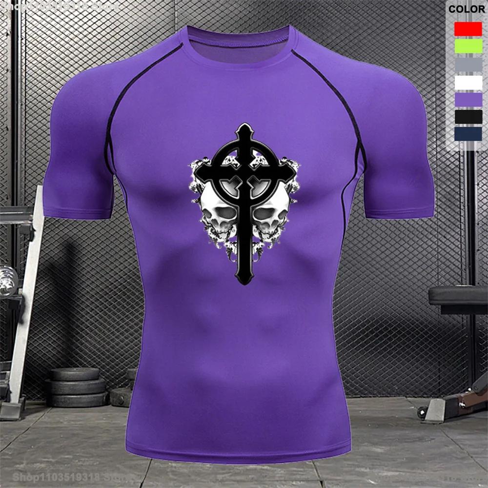 Bodybuilding Gym Outdoor Running Compression T-shirt Men's Summer Tight Breathable Short-sleeved Sports Quick-drying Top S-3XL