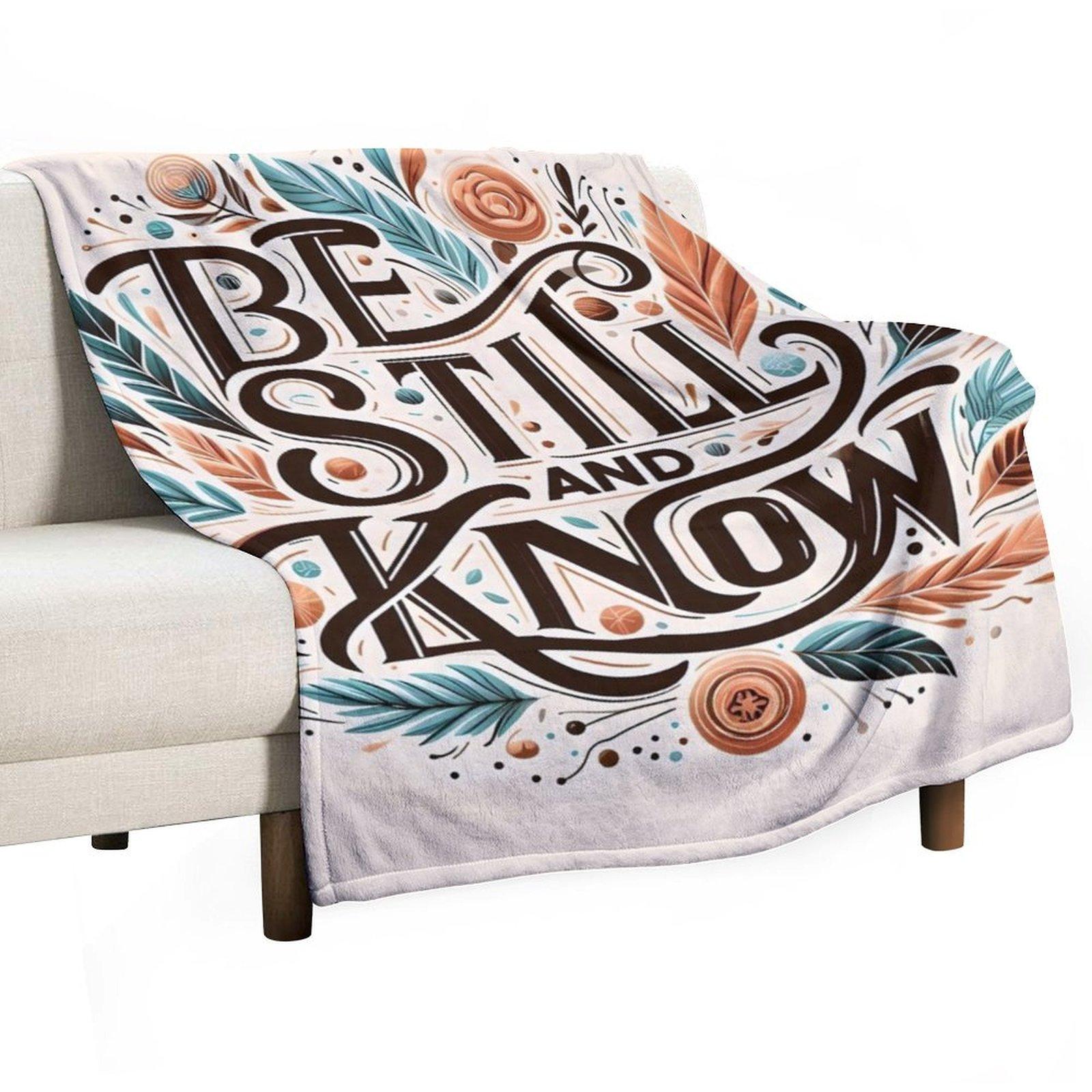 

Успокойся и знай, типографика Плед с принтом смешной подарок Фланель для малышей Клетка на диване Пледы 30x40in