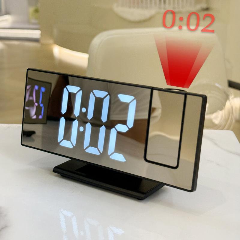 1 Pcs Mirror Multifunctional Projection Alarm Clock Intelligent Luminous Clock Bedroom Large Screen Projection Clock