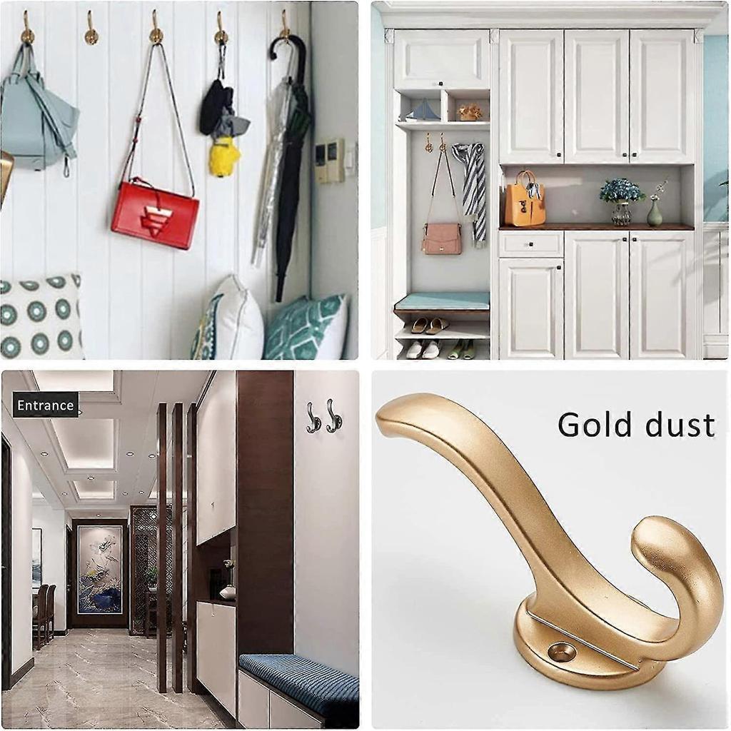 Pack Of 5 Wall Hook Coat Key Hat Towel Handbag Clothes Heavy Duty For Wall Bathroom Doorgold - DD