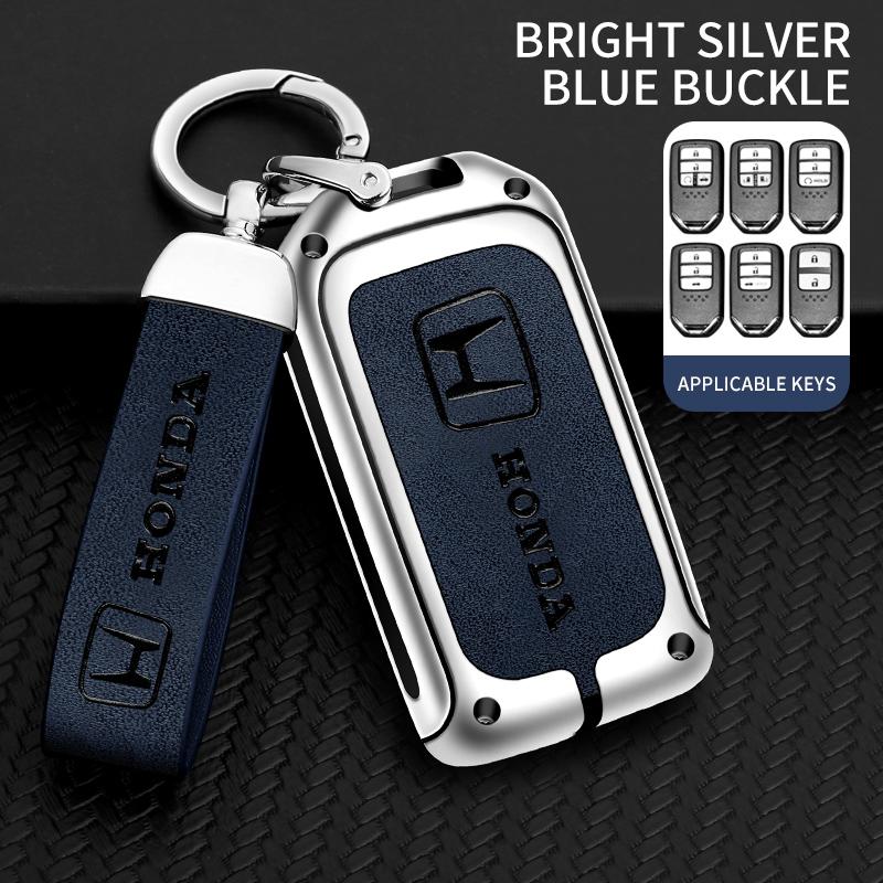 Leather Metal Car Key Case Cover Shell Remote Holder Accessories For Honda CRV CR-V Fit Civic Accord HR-V HRV City Odyssey XR-V