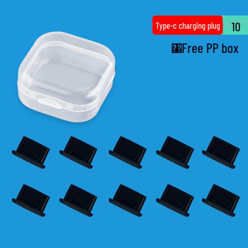 

Силиконовая заглушка Type-C для защиты от пыли для порта зарядки мобильного телефона Silicone Model 10 Pieces чёрный