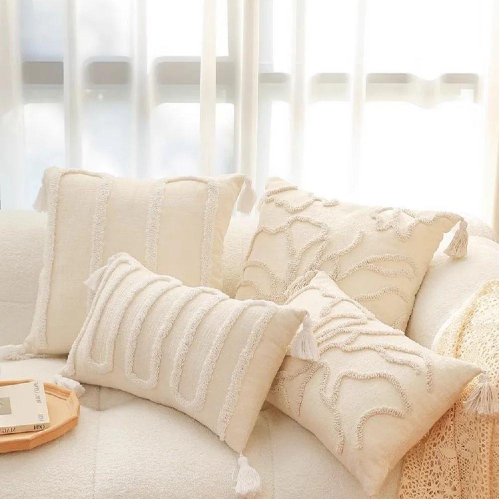 Modern Chenille Pillow Covers Minimalist Textured Sofa Cushion Cases Elegant Bedside Throw Pillowcase Chic Hotel Cushion Covers