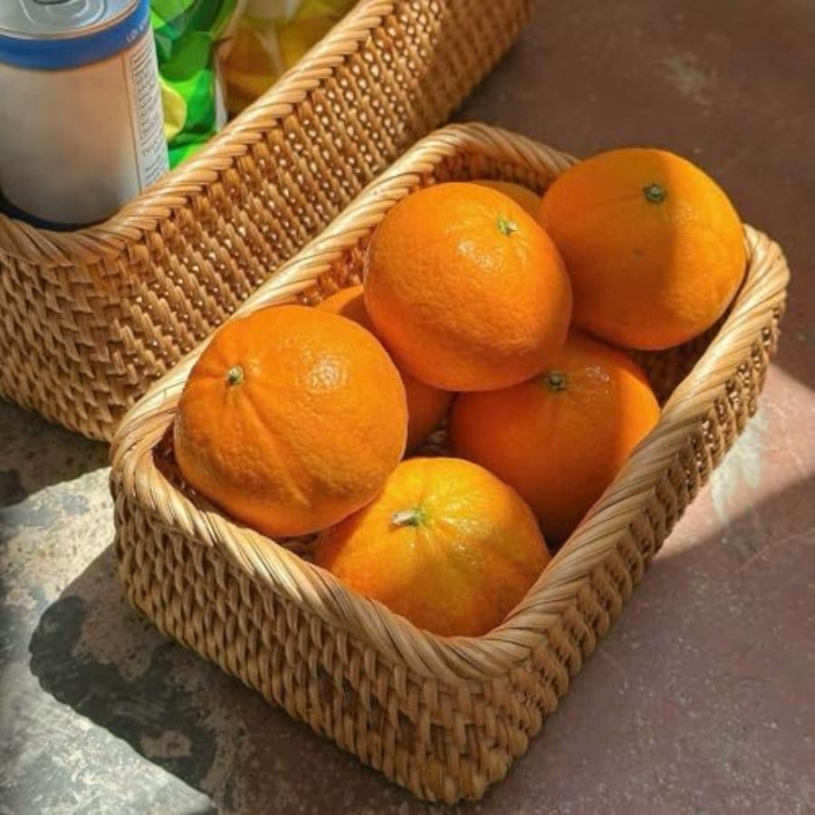 Natural Rattan Woven Baskets Rectangular Wicker Basket for Organizing Living Room Storage Bathroom Kitchen Decor Kitchen Storag