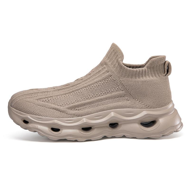 Fashion Four Seasons New Lazy Straight Casual Men's and Women's Shoes Knitted Mesh Breathable Thick Bottom Cushioned Running Shoes