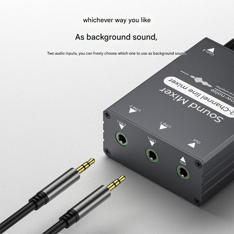 2 In 1 Out Sound Switcher For Live Streaming With Aluminum Housing Sound Mixing for Recording Studio Singing Equipment