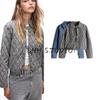 Summer New Arrival Women's Cotton Slim Fit Short Frill Collar Long Sleeves Quilted Denim Outwear 1264176