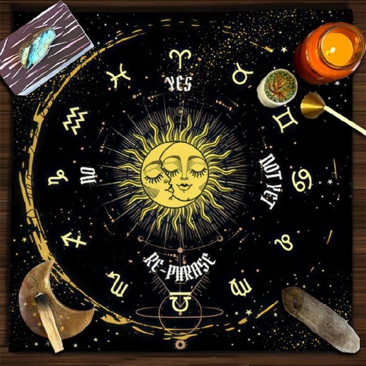 Tarot Card Tablecloth 12 Constellations Divinations Cards Table Cloth Tapestry