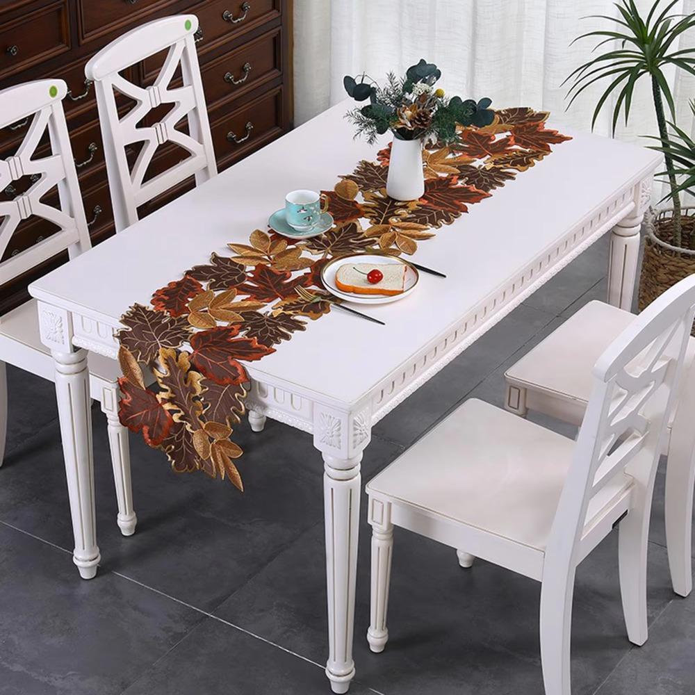 Rustic Style Maple Leaf Placemat Hollow Design Autumn Harvest Table Mat Tablecloth Banquet
