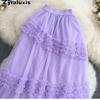 Autumn Sweet Retro Court Wood Ear Patchwork Irregular Cake Puffy Skirt Fairy Lace Mesh Half Skirt