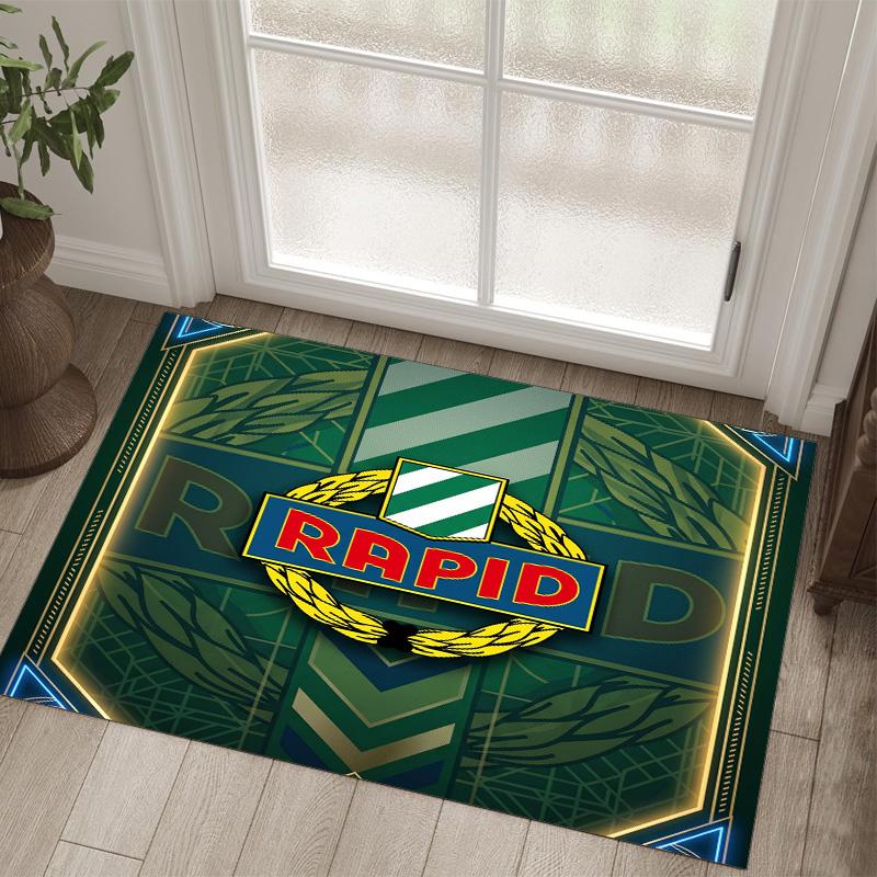 Rapid Wien FC Design Kristall Samt Teppich Gemütlich Non?Rutschfester Teppich mit Aufdruck für Schlafzimmer Wohnzimmer Eingang
