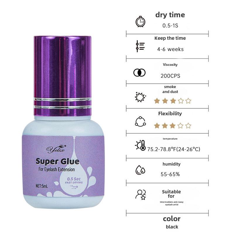 Quick-Drying, Long-Lasting, Gentle, Non-Irritating Soft-State Eyelash Extension Glue for Self-Grafting.