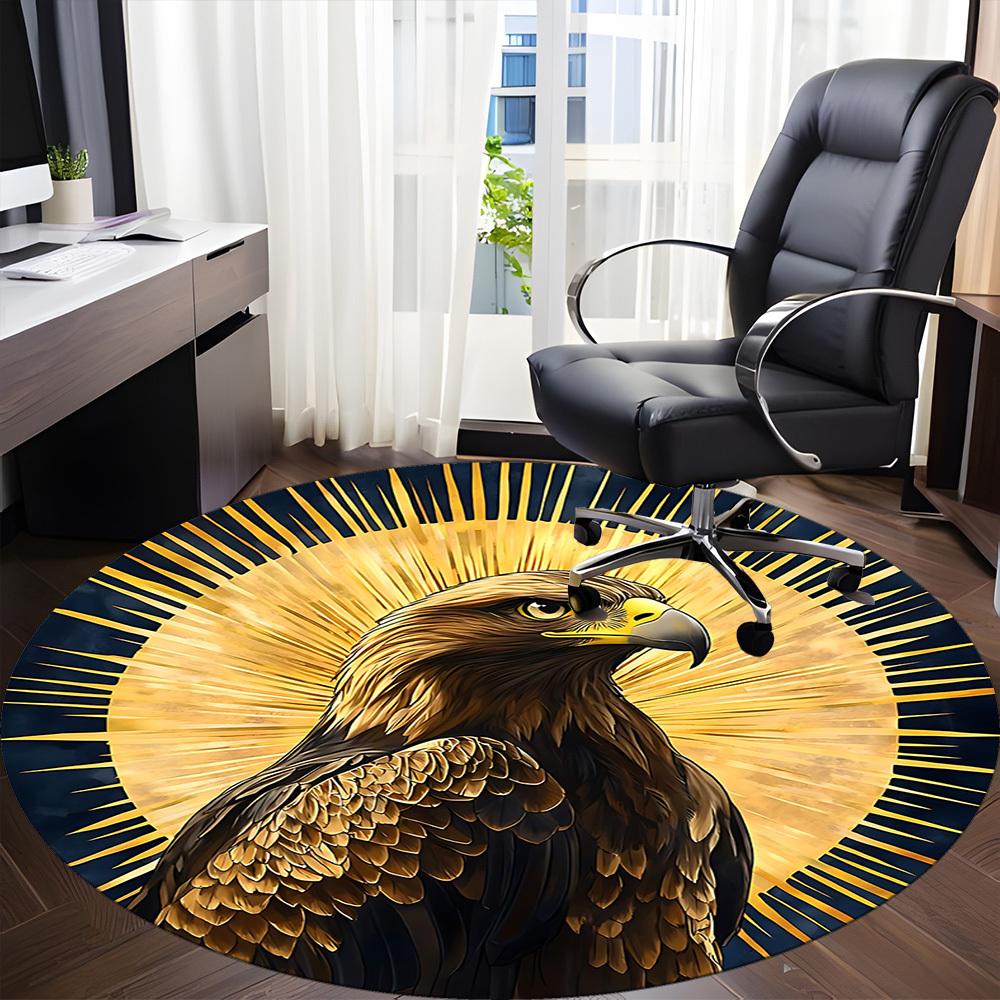 1pc Eagle Emblem Chair Carpet for Office, Round Non Slip Durable Large Size Office Carpet, Suitable for Office
