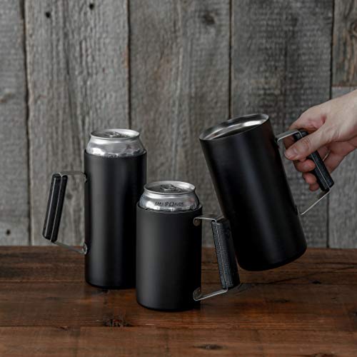 Pearl Metal Vacuum Insulated Beer Mug, 360ml, Keeps Hot and Cold, Fits Whole Cans, Stainless Steel, Black, BLKP, AZ-5142