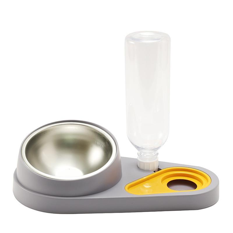 Automatic Non Overturn Stainless Steel Cat Food And Water Feeding Bowl For Pet Cats