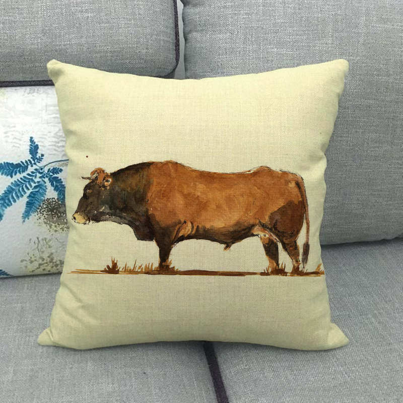 Animal Color Oil Painting Patterns Digital Printing Short Plush Pillow Covers For Car Sofa Office Cushion Cover Home Goods