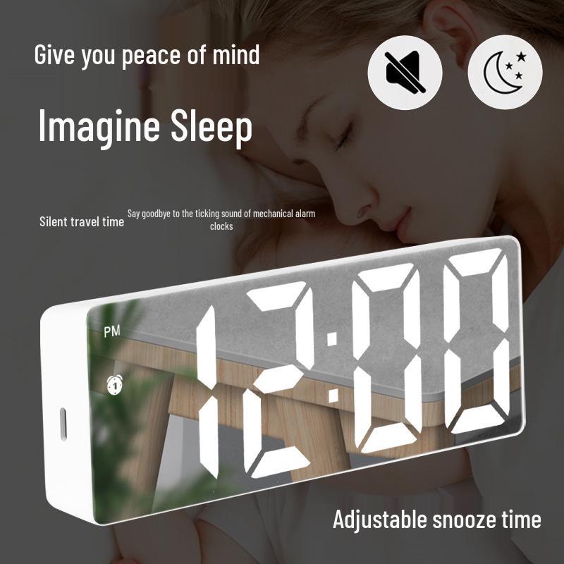 Multifunctional Voice-Controlled Digital Alarm Clock: Minimalist, Colorful Large Screen for Students & Desktops