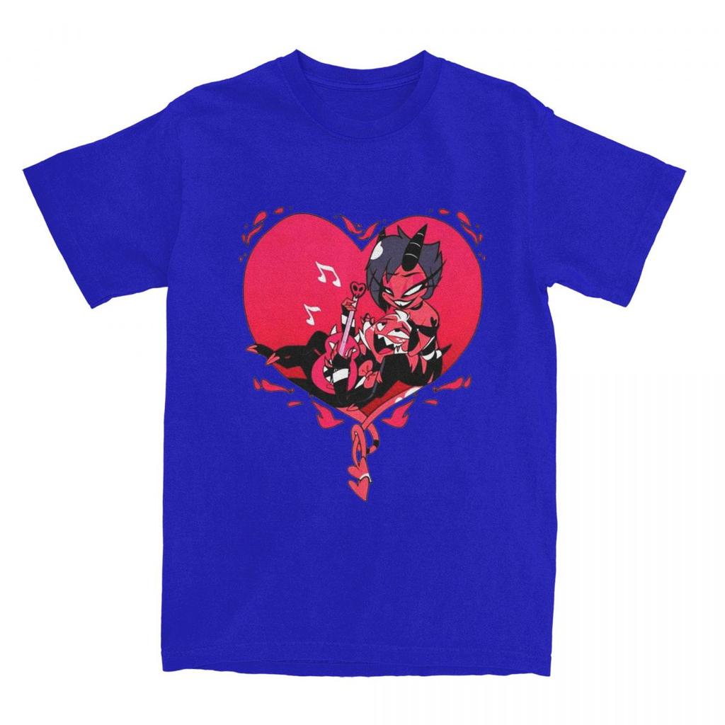 Men T-Shirt Helluva  Cartoon Novelty Cotton Tee Shirt Short Sleeve Moxxie and Millie T Shirt Crew Neck Tops Printed