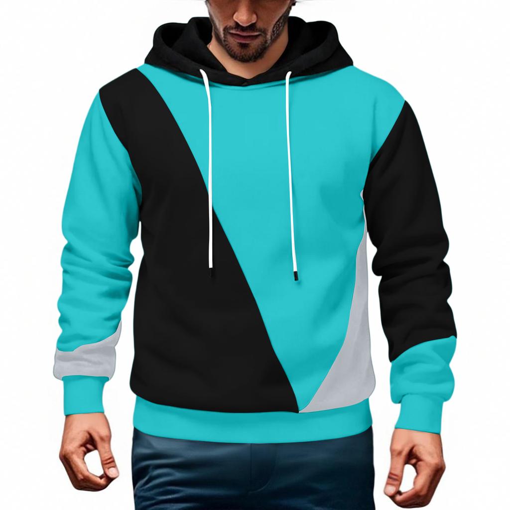 Herren Stilvolle Patchwork Sportliche Hoodies Outdoor Lässig Langarm Pullover Colorblock Kapuzensweatshirt
