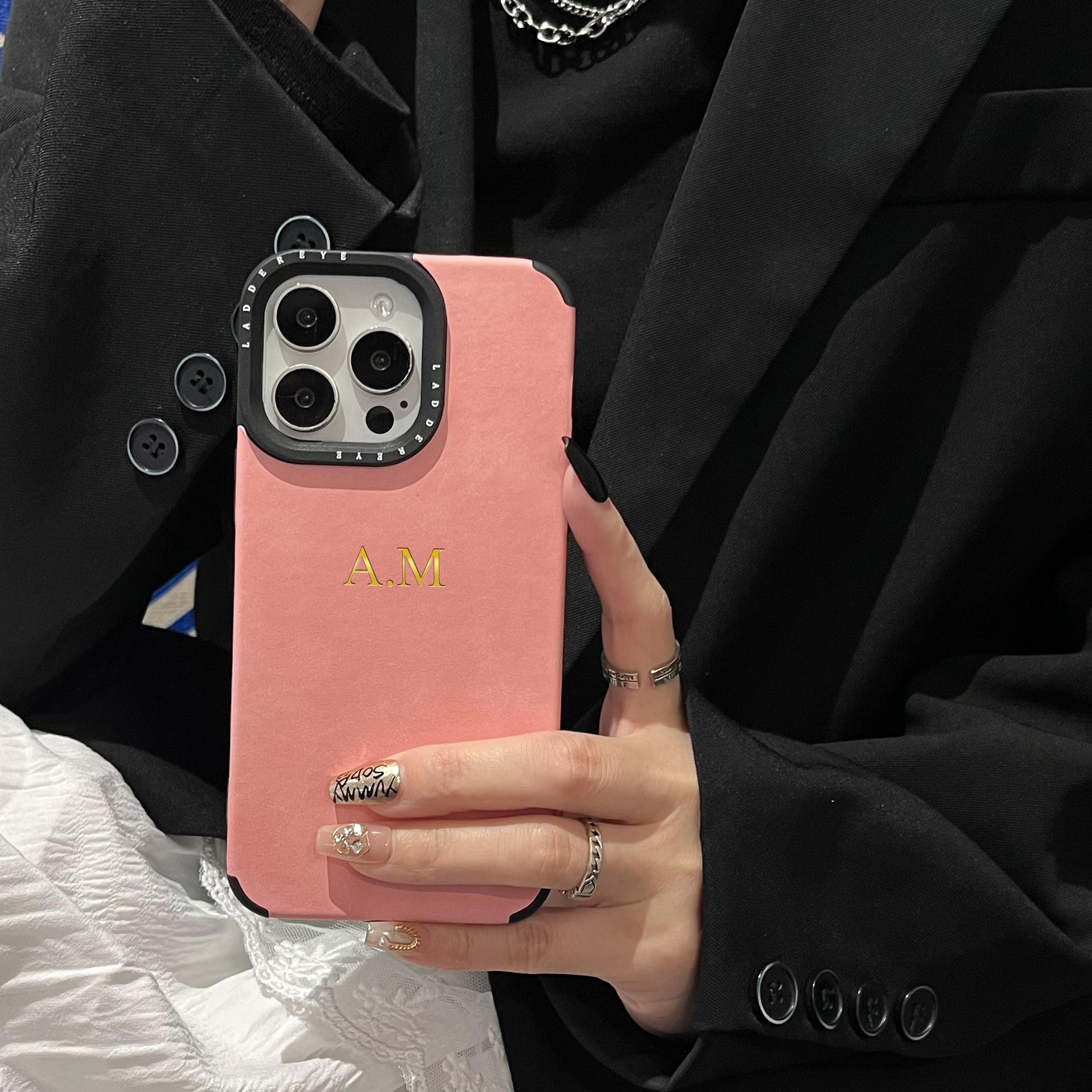 

Custom Initials Name Phone Case For iPhone 16 15 14 13 12 11 Pro Max Plus Faux Sheepskin Leather 3D DIY Engraved Cover iPhone 11 Pro