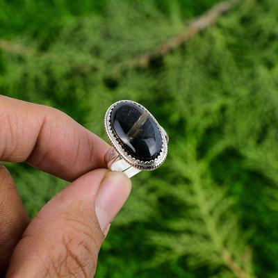 Easter Sale 925 Silver Pietersite Stone Statement Art Deco Engagement Boho Ring