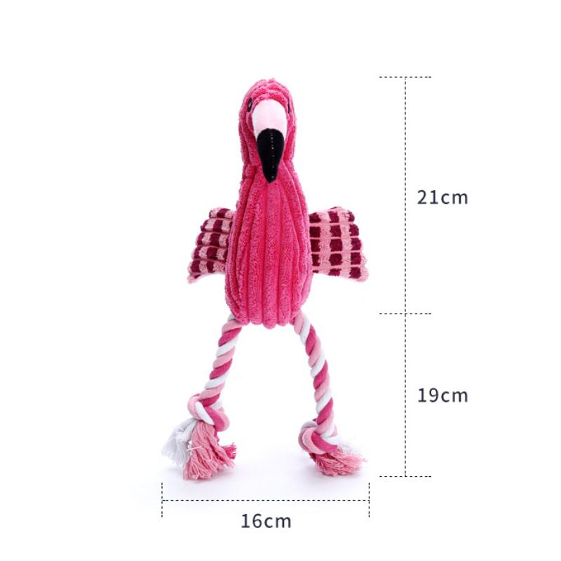 Dog Toy Flamingo Plush Squeaky Chew Interactive Corduroy Puppy Teething Durable Safe Small Medium Breed Pet Supplies