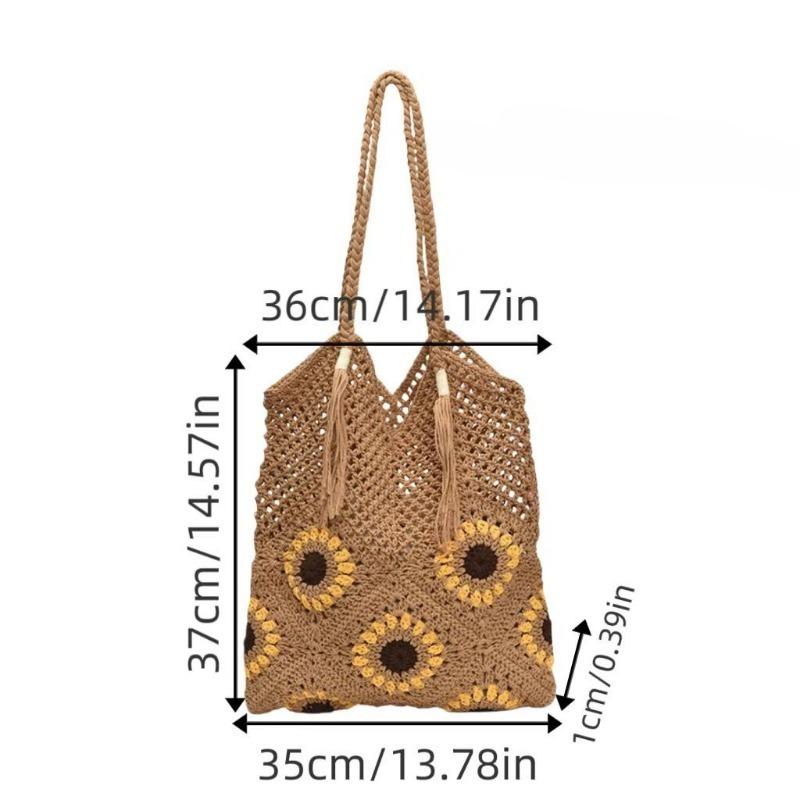

1 шт. Женская соломенная сумка на плечо, пляжная сумка для отпуска, подходит для летних путешествий, пляжной вечеринки, шопинга