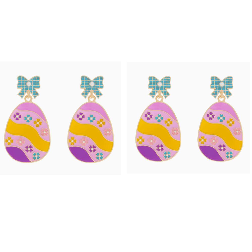 Easter Earrings for Women Accessories Colorful Pink Purple Trendy Cute Fun Bunny Egg Bow Dangle Carrot Rabbit Earrings Gift
