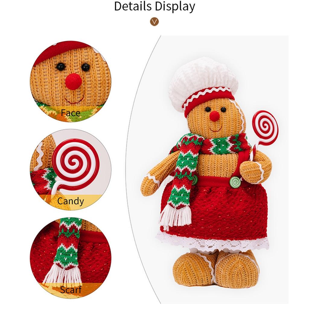 Decorative Gingerbreads Man Dolls Yuletide Gingerbreads Man Gnomes Plush Pair Knitted Doll Ornament for Homes Office
