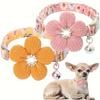 Floral Dog Collar with 3D Flower Charm and Detachable Bells - Suitable for Small Dogs and Cats, Soft Adjustable Polyester Pet Collar