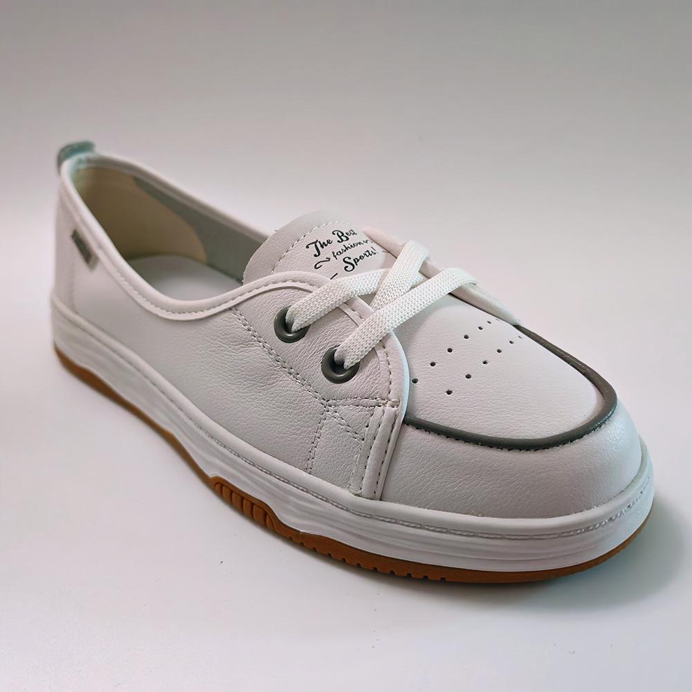 Women White Leather Casual Sneakers Slip-On Comfort Walking Shoes Fashion Loafers Flat Cowhide Lightweight Daily Wear