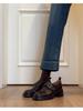 Cowhide Version~ British Style Thick Heel Small Leather Shoes for Women's Autumn and Winter New Mid-heel Buckle with Versatile Retro Round Head Sin