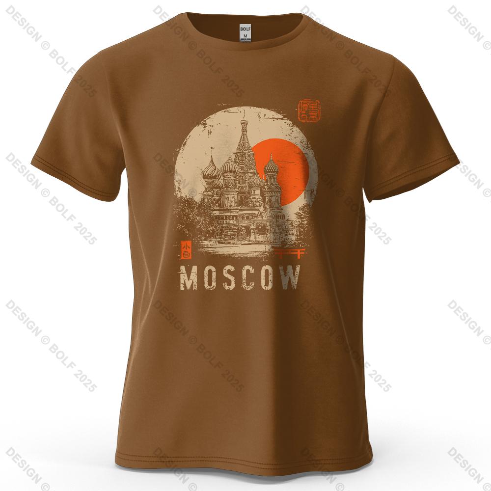 Moscow Scene Printed Men's T-Shirt 100% Cotton Oversized Vintage Artistic Graphic Tees for Women Tops Tees Casual Streetwear