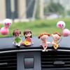 2Pcs/Set Car Decoration Cute Cartoon Couple Dashboard Doll Balloon Ornament Auto Interior Accessories for Girls Newlyweds Gift