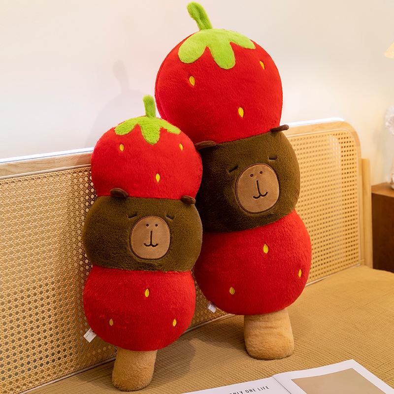 Soft Strawberry Capybara Plush Doll For Children And Bedroom Decoration Gift