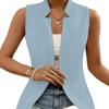 Vestă Sacou Elegantă, cu Revere, Culoare Solidă, Croială Slim Fit, Fără Mâneci, pentru Femei, Versatilă, Casual, pentru Navetă