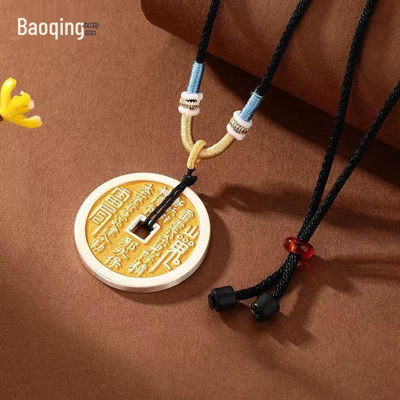 Подвеска-монета Горный Дух из стерлингового серебра 999 пробы - Аутентичный подарок Багуа Циси для мужчин и женщин, пар