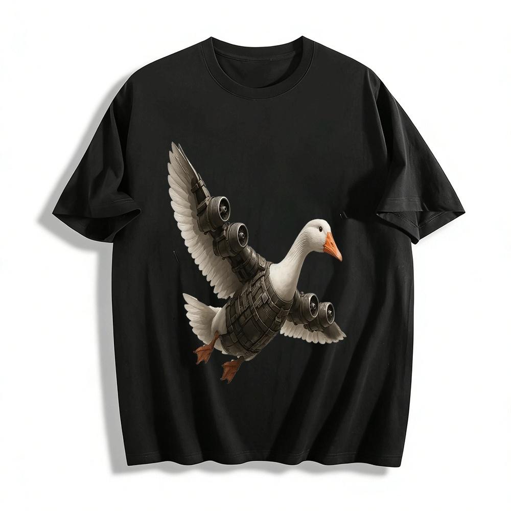 

Turbo Powered Combat Duck Graphic Print Casual Tee Pure cotton T-shirt XXS