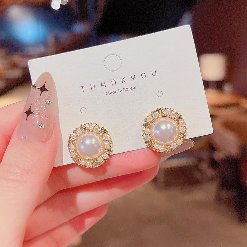 Exquisite S925 Silver Pearl Earrings with Zircon Inlays for Women