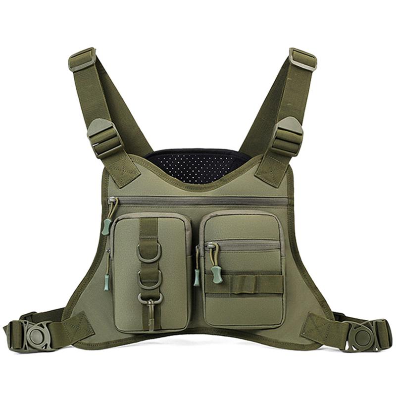 Molle Voorste Borst Rig Vest Tas Buiten Sport Reizen Mannen Vissen Wandelen Kamperen Trekking Training Rugzak groen