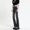 Retro Schlagjeans 2025 neues Design hohe Taille und dünne schwarze graue Bodenwischjeans Damen