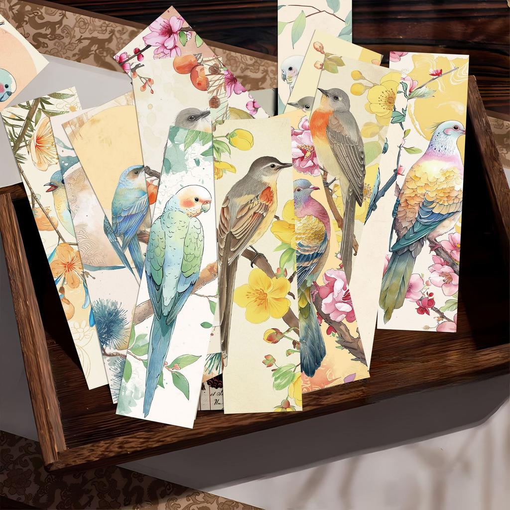 30 Cartoon Retro Bird Series Simple Hand Account Literary and Creative Materials Ins Reading Paper Bookmark DIY Decoration