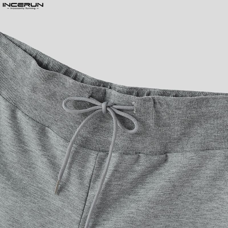 INCERUN Mens Shorts High Waist Ribbed Bodycon Yoga Fitness Gym Athletic Short Pants