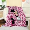 1pc Flannel Minnie Mouse Pink Leopard Print Bedding Throw Blanket Sofa Cover Gift Home Decorative Plush
